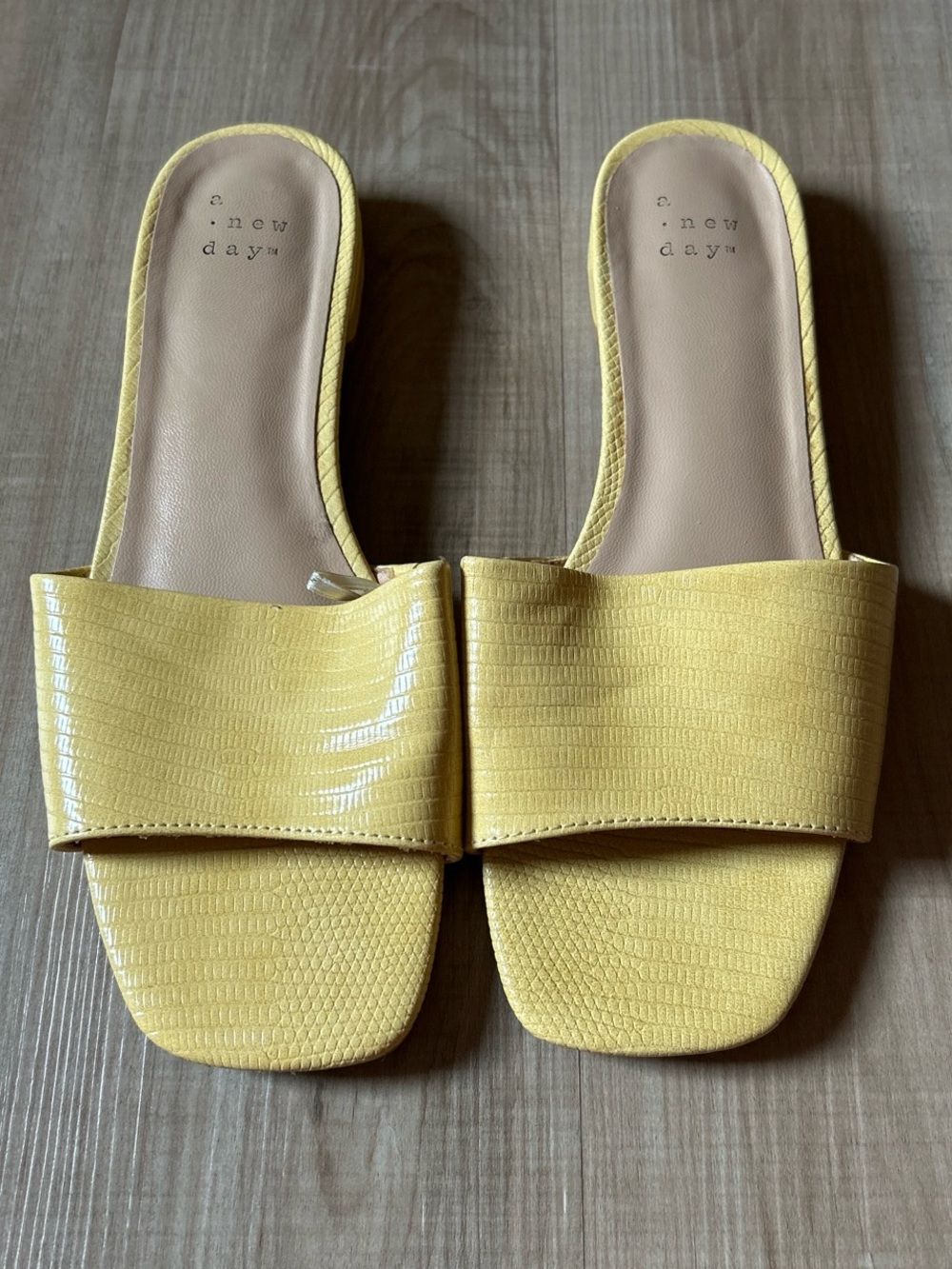 a new day Yellow Textured Slide Sandals